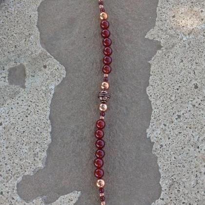 8" Carnelian And Copper Beaded..