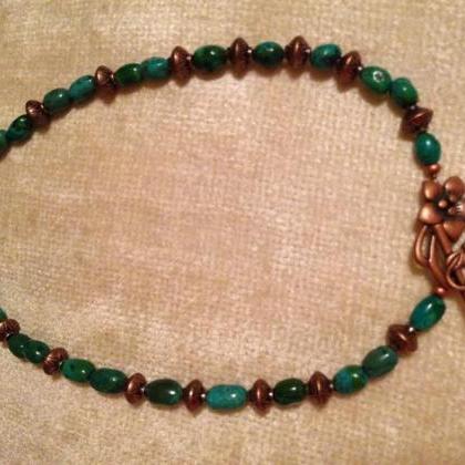Turquoise And Copper Beaded Necklace/ Turquoise..