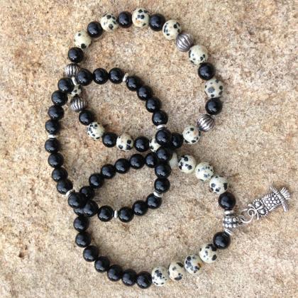 Set Of 3 Dalmatian Jasper And Onyx Stack Able..