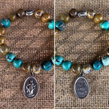 Immaculate Mary Beaded Turquoise And Jasper Beaded..