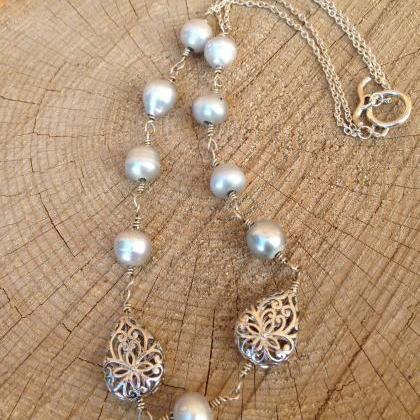 Freshwater pearl and sterling silve..