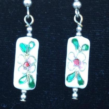 Beaded Jewelry/ Beaded Earrings/porcelain Flower..