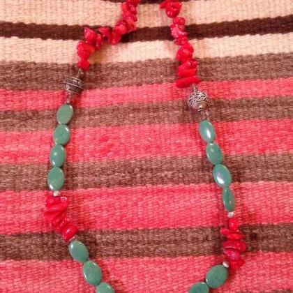 Coral and Turquoise beaded necklace