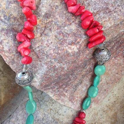 Coral and Turquoise beaded necklace