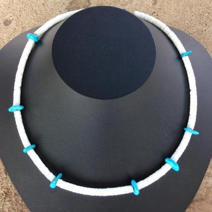 19in Heishi Shell And Turquoise Necklace/turquoise..