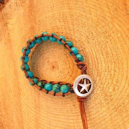 Single wrap turquoise bead bracelet