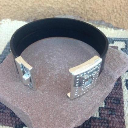 Flat Leather Cuff Bracelet