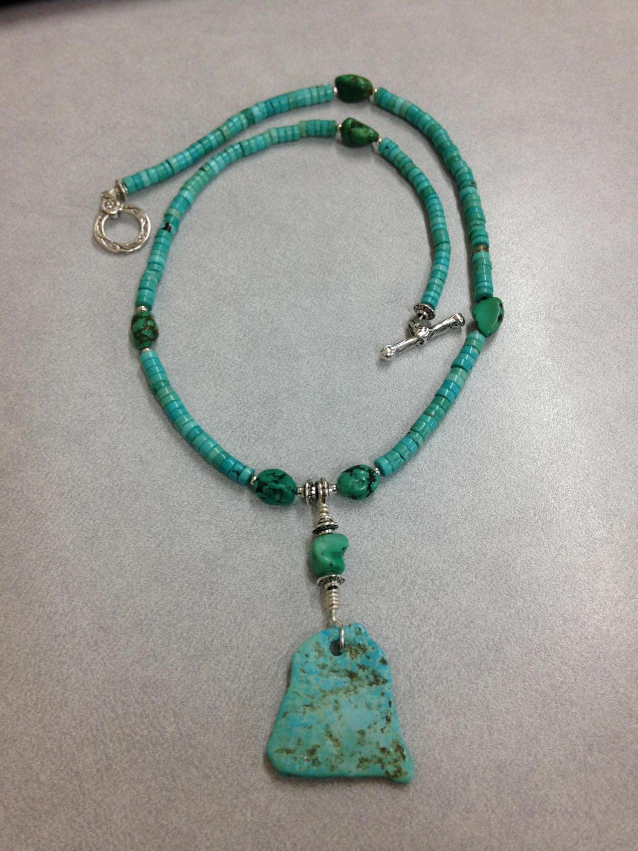 Beaded Turquoise Necklace With Turquoise Pendant