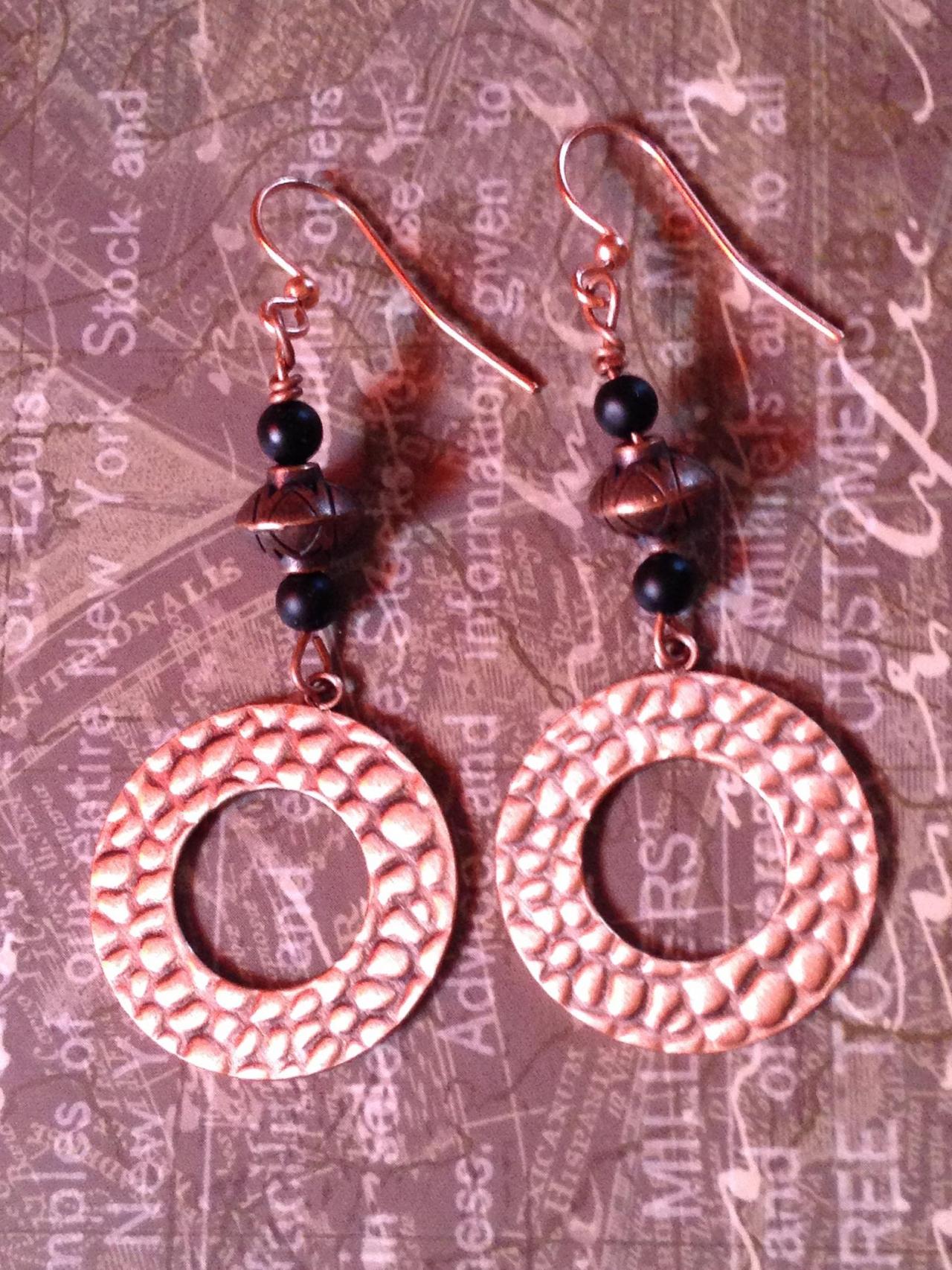 Copper Textured Earring