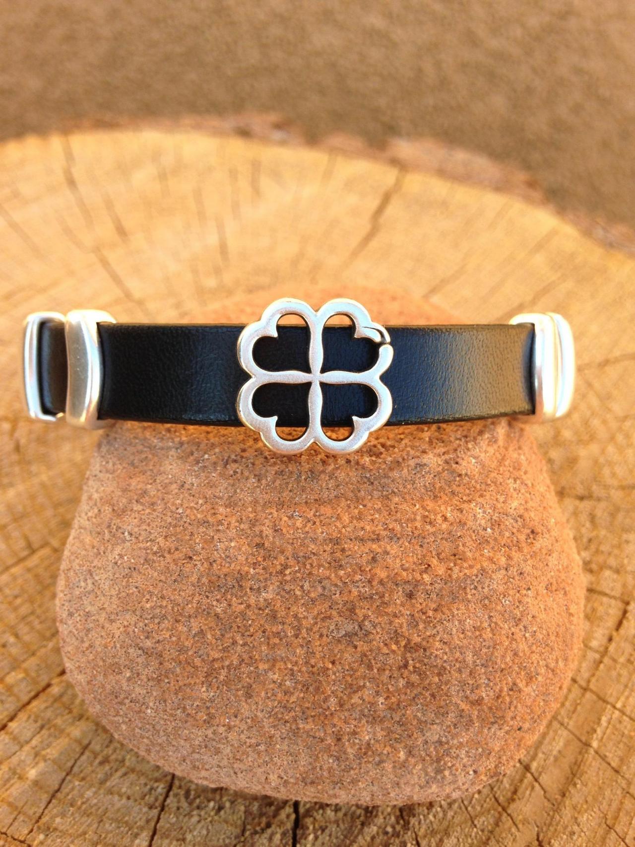 10mm Flat Leather Bracelet And Metal Magnetic Clasp