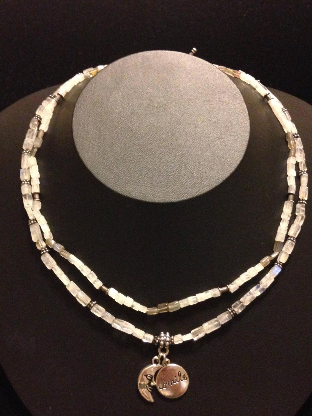 2 Rainbow Moonstone And Labradorite Beaded Necklace And Bracelet Set/beaded Necklace/beaded Bracelet/moonstone Jewelry/moonstone Necklace