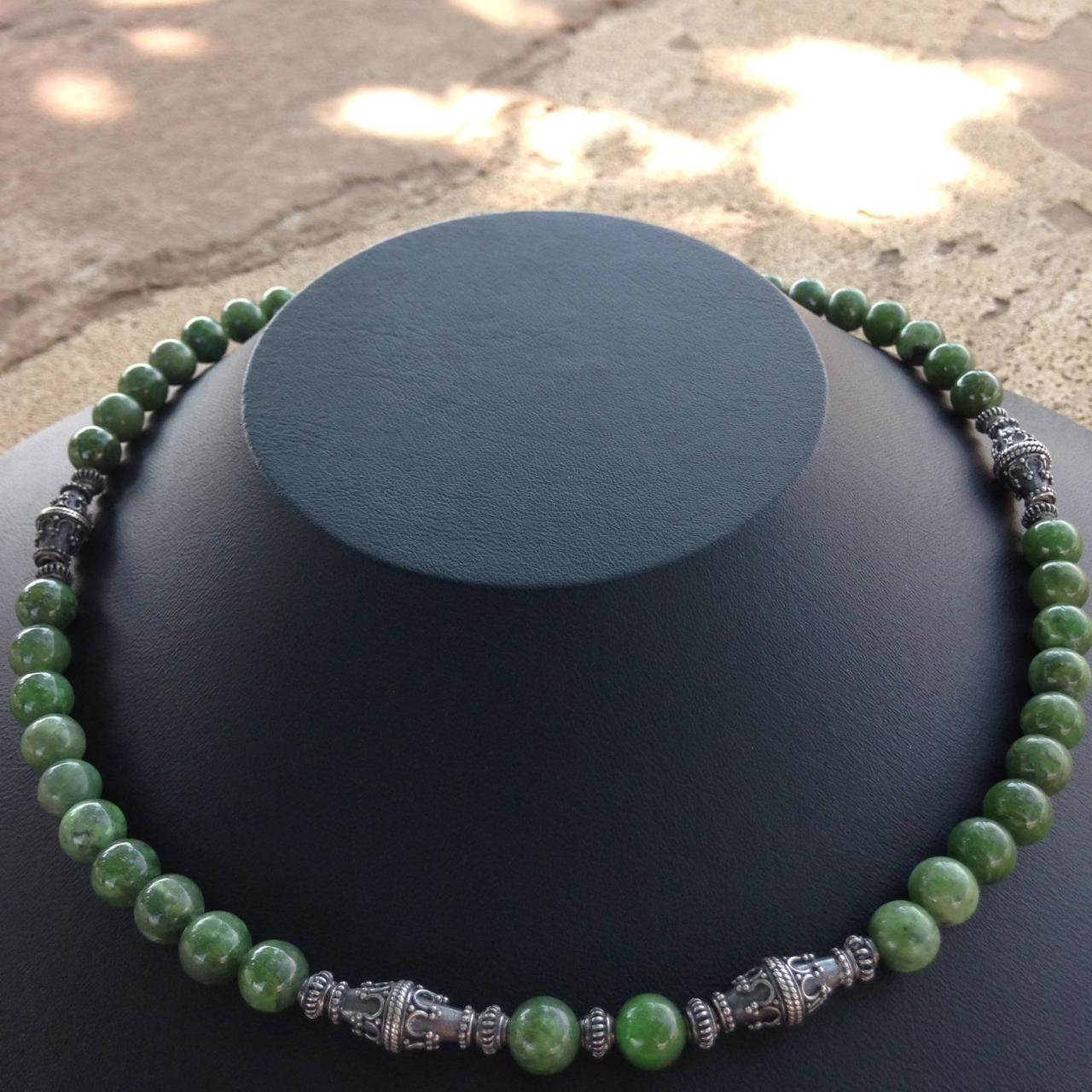 18 1/2" Handcrafted Beaded Necklace/ Jade Beaded Necklace/grounding/ Beaded Jewelry