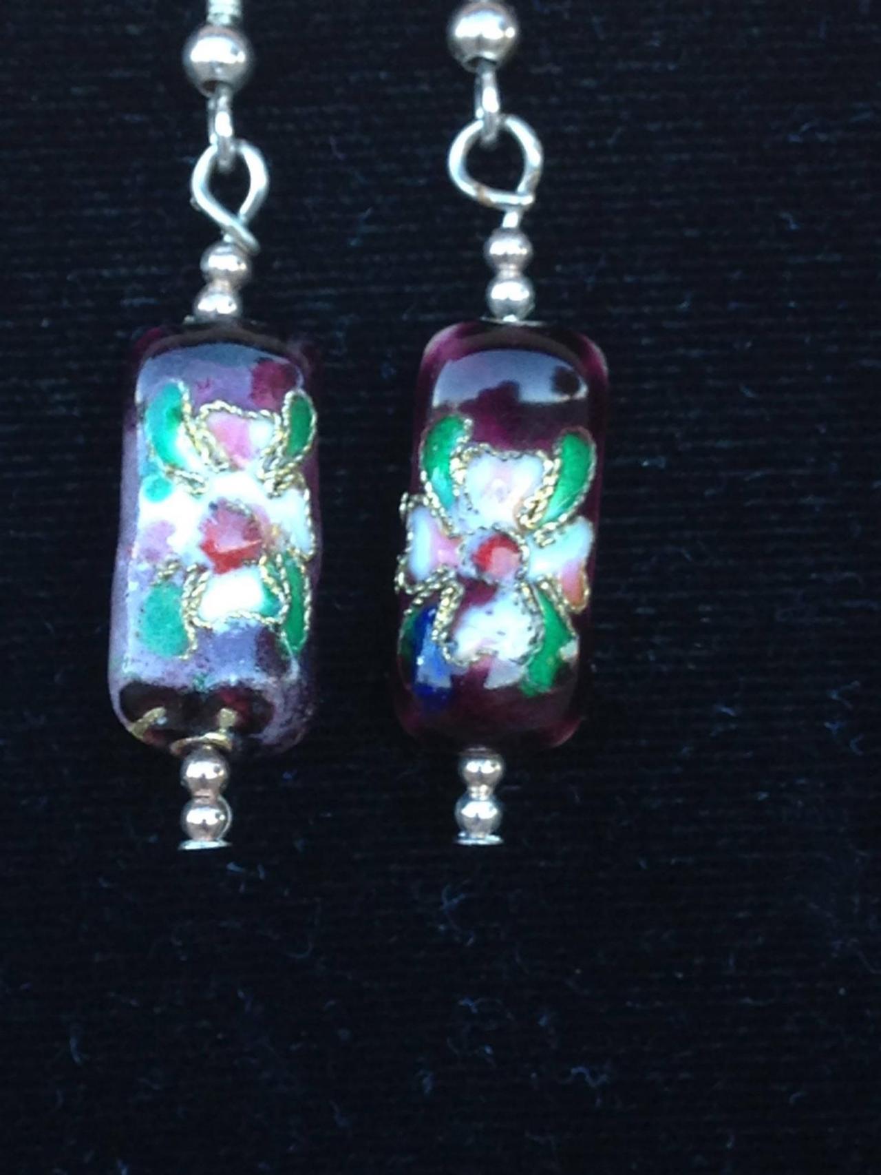 Beaded Jewelry/ Beaded Earrings/porcelain Flower Design Dangle Earrings