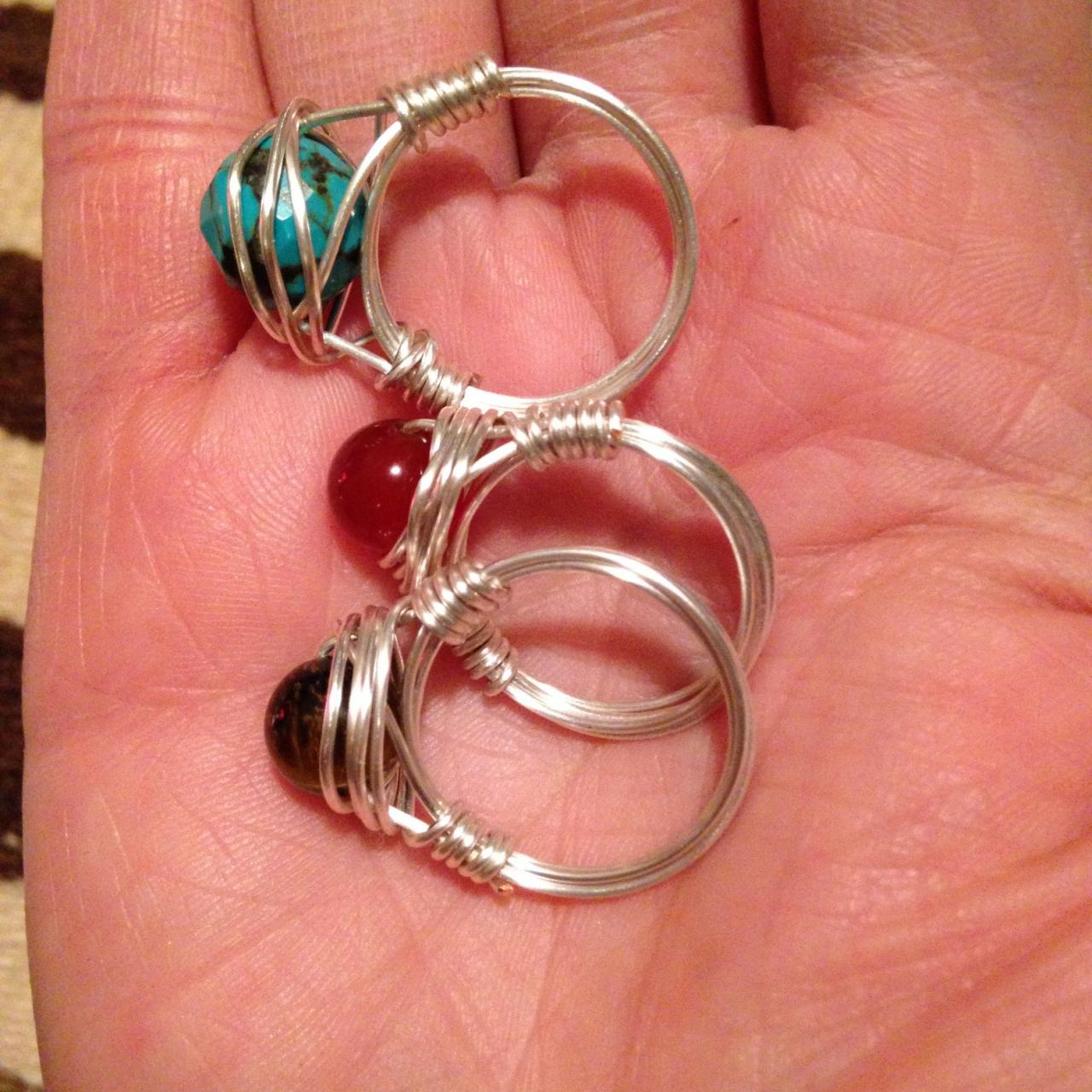 Gemstone wire wrap rings