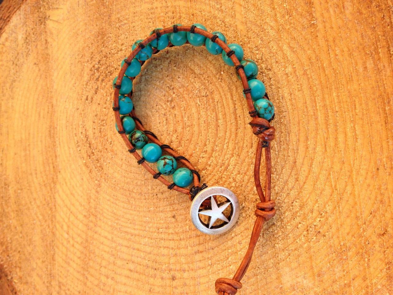 Single wrap turquoise bead bracelet
