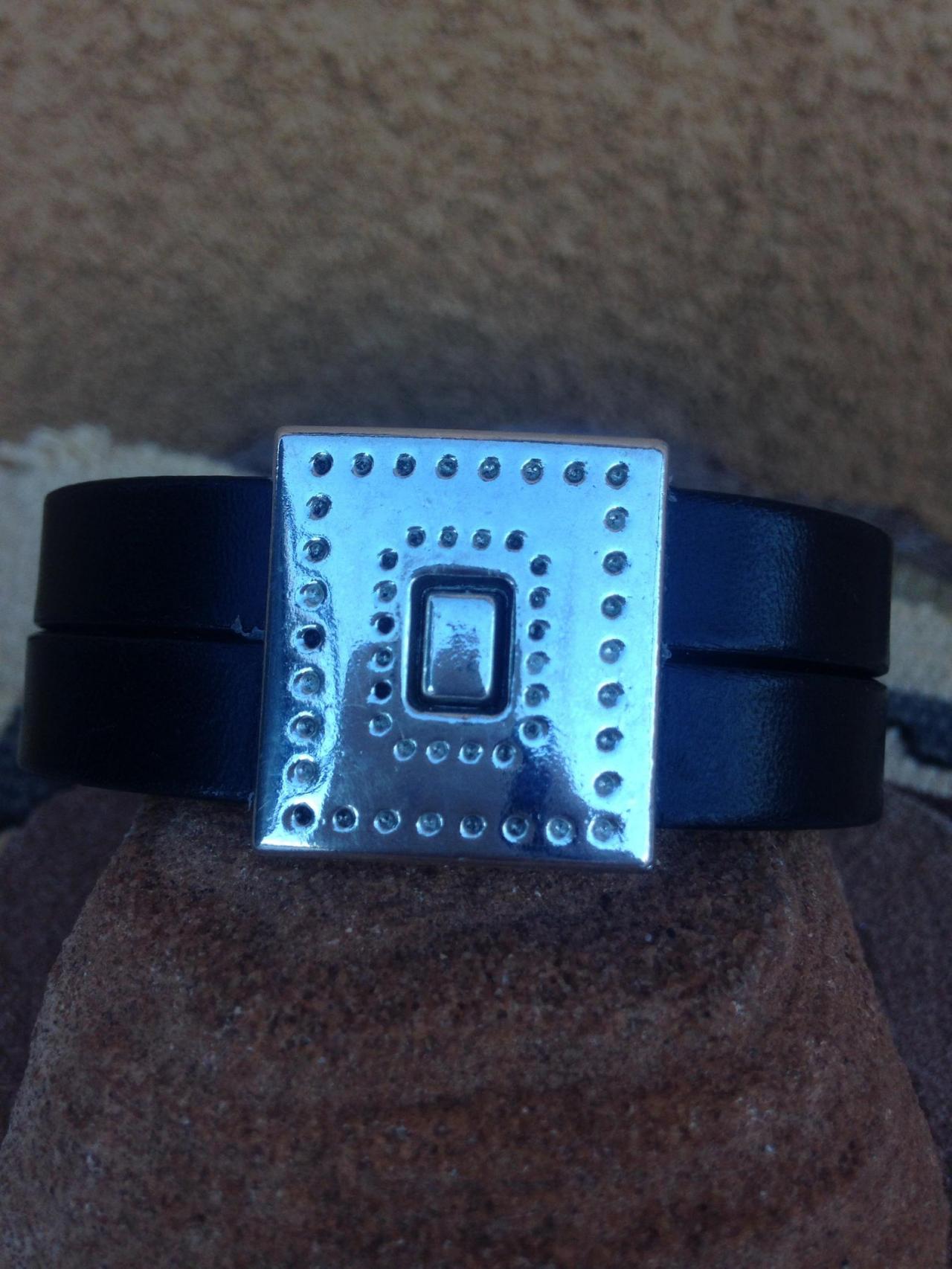 Flat Leather Cuff Bracelet
