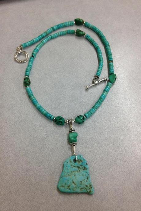 Beaded Turquoise Necklace With Turquoise Pendant