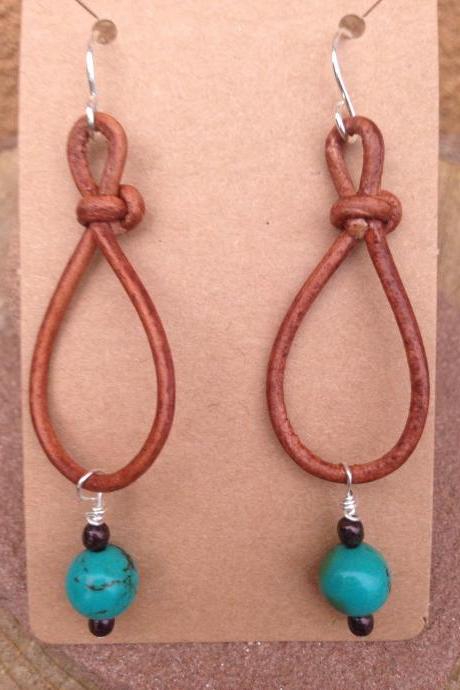 Infinity loop drop turquoise earrings