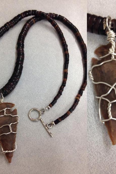 Wire wrap arrow head necklace