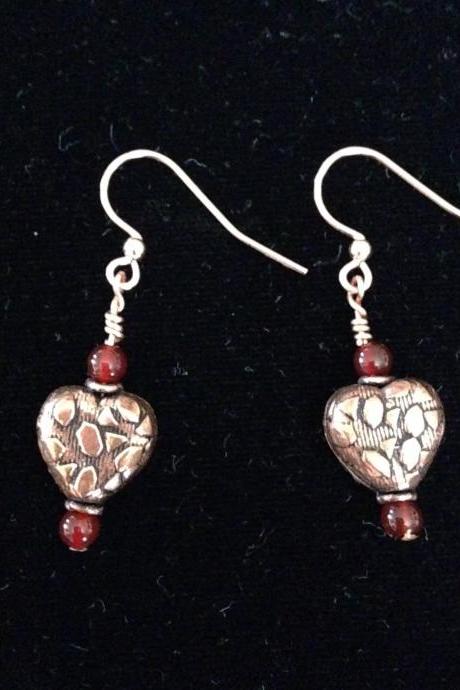 Copper And Carnelian Earrings