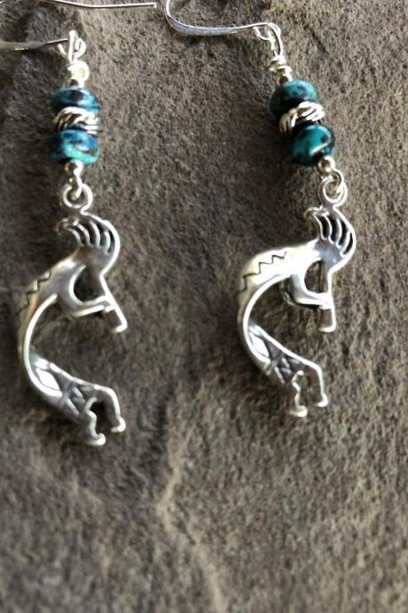 Kokopelli Silver Dangle Earrings