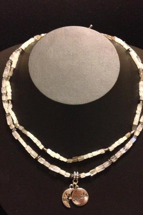 2 Rainbow moonstone and labradorite beaded necklace and bracelet set/beaded necklace/beaded bracelet/moonstone jewelry/moonstone necklace