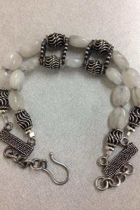 Moonstone double strand bracelet/Goddess bracelet